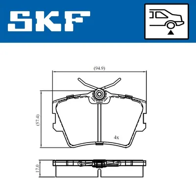 Produktbild von SKF Bremsbeläge Satz Hinten Bremsklötze für VW Transporter IV Bus (70B, 70C, 7DB, 7DK, 70J, 70K, 7DC, 7DJ) VKBP 90983