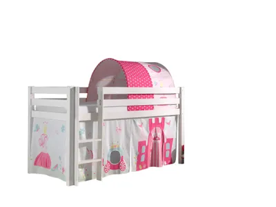Image de Vipack lit de jeu Pino, surface de couchage 90x200 cm avec set textile rideau et tunnel "Princes