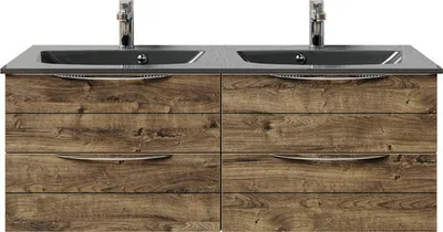 Produktbild von Pelipal Badmöbel-Set Sunline 300 BxHxT 132 x 49,9 x 48 cm Frontfarbe eiche ribbeck Badmöbel-Set mit Waschtisch Mineralma