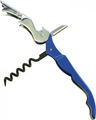 Kellnermesser 3in1 Korkenzieher Messer Flaschenöffner Weinöffner Kapselschneider Blau