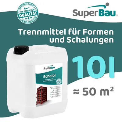 Produktbild von SuperBau Schalöl 10L, Trennmittel für Beton, Mörtel & Kleber Saubere Formen & Schalungen