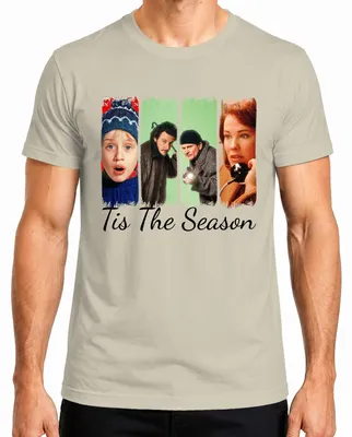 Imagen del producto de Camiseta para hombre con el diseño "Tis The Season Home Alone Kevin Wet Bandits", ideal para Navidad, color natural, talla L