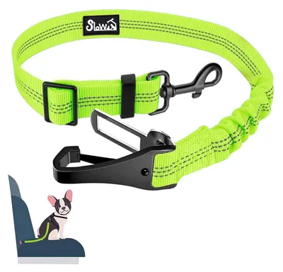 Immagine prodotto di Cintura di sicurezza per cani, regolabile, con sistema anti-urto, 3-in-1, riflettente, 70 cm, verde