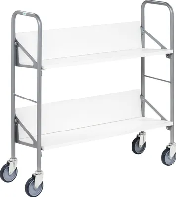 Produktbild von Kongamek Archivwagen in weiß mit 2 schrägen Böden 820x720mm 4 Buchstützen und 50kg Tragkraft
