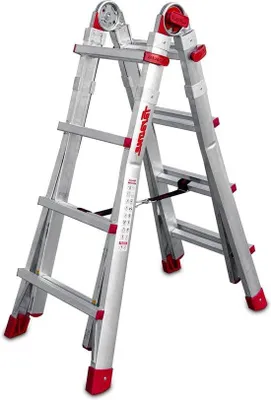 Image de Échelle en aluminium à 8 marches - 130 x 53 x 20 cm - réglable en hauteur - robuste et stable