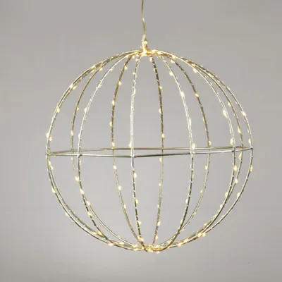 Immagine prodotto di ACA Lighting D30CM sfera argento 144 LED, WW, 220-240V, IP44, cavo di alimentazione trasparente 3m X0614414226