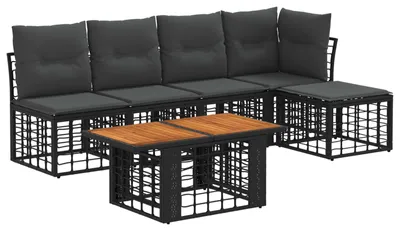 Produktbild von vidaXL Gartensofa-set 6 stk. Schwarz und Dunkelgrau Poly-Rattan