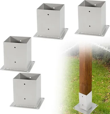 Produktbild von Faziango Aufschraubhülse 120x120 mm Pfostenträger, 4er Set Pfostenschuh für Vierkant- & Holzpfosten, Bodenhülse für Zaun, Carport & Pergola