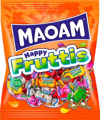 Zdjęcie produktu dla Maoam Happy Fruttis cukierki do żucia o smaku świeżych owoców 175g