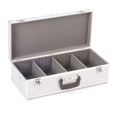 Produktbild von Perel CD-Koffer, 80 CDs, Schlüsselschloss, 2 Schlüssel, Aluminium, 565 x 265 x 170 mm