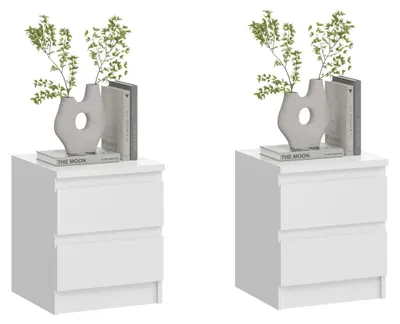 Image de Lot de 2 tables de chevet City, 40 x 34 x 48 cm, blanc, sans poignées