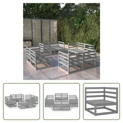 Produktbild von The Living Store 8-tlg. Garten-Lounge-Set Grau Massivholz Kiefer