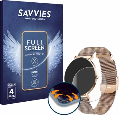 Produktbild von 4x Savvies Fullscreen Schutzfolie für Xcoast X-Watch Siona 2 Displayschutz Folie Fullcover Klar Transparent