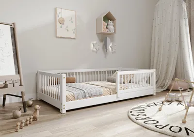 Produktbild von TIMBEE Alfi Kinderbett 90x180cm Bett Weiß Einzelbett Kinder Kiefernholz