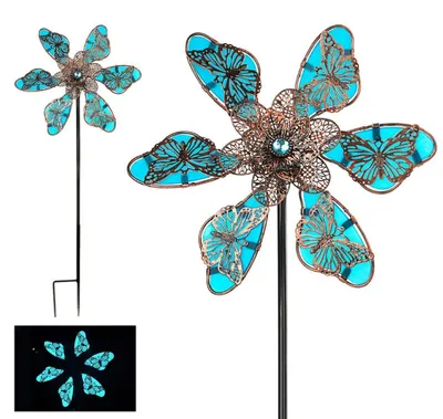 Produktbild von Windspiel Metall Blau mit Nachleuchten für Garten & Terrasse