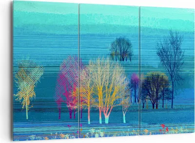 Produktbild von Bild auf Leinwand - Leinwandbild - Bäume Wiese Sommer - 165x110cm - Wand Bild - Wanddeko - Leinwanddruck - Bilder - Kunstdruck - Wanddekoration - Leinwand bilder - Wandkunst - CE165x110-4100