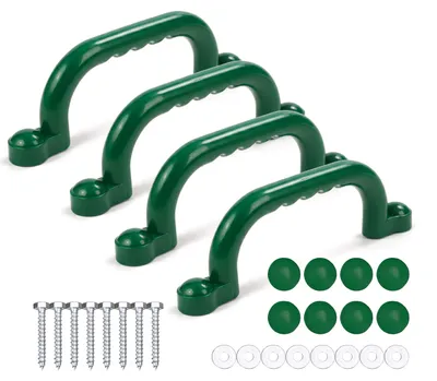 Immagine prodotto di Relaxdays Maniglie per struttura da arrampicata, confezione da 4, portata massima per maniglia: 100 kg, torretta da gioco e letto a soppalco, maniglie incassate, plastica, verde