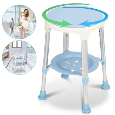 Produktbild von Faziango Duschhocker Duschstuhl 360° Drehbar mit Regal Badehocker Badhocker Bad hocker Duschsitz Duschhilfe Badsitz