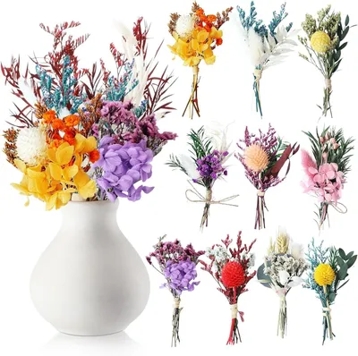 Productafbeelding van Mini boeketten van gedroogde, natuurlijke bloemen, 10 stuks, decoratie voor een bruiloft
