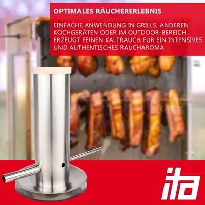 Produktbild von ITA Premium Kaltrauchgenerator aus Edelstahl – Raucherzeuger für Räucheröfen Smoker – Rauchgenerator zum Kalträuchern von Fisch, Fleisch, Käse