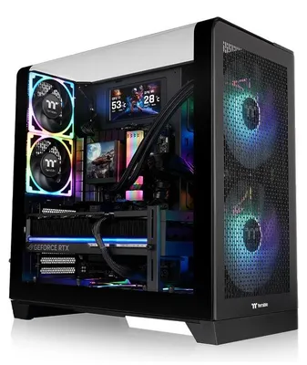 Produktbild von Thermaltake View 390 Air, Midi Tower, PC, Schwarz, ATX, micro ATX, Mini-ITX, SPCC, Gehärtetes Glas, Gaming