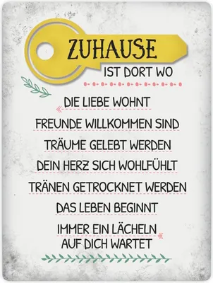 Produktbild von Zuhause ist dort wo Metallschild XXL mit Schlüssel Motiv Schild Blechschild