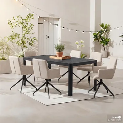Produktbild von home24 Gartenessgruppe - 7-teilig - Stahl / Polyester