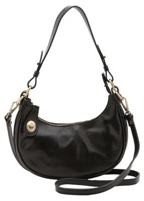 Produktbild von Damen-Schultertasche aus echtem Rindsleder mit Reißverschluss und abnehmbarem Riemen Camel-Tan UNICA 25x18x8 cm 5589-Cognac