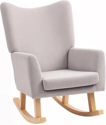 Produktbild von Schaukelstuhl, Schaukelstuhl mit hoher Rückenlehne, Cordstoff, Schaukelstuhl mit breiten Armlehnen, Holzgleiter, Kinderstuhl für das Wohnzimmer, Schlafzimmer