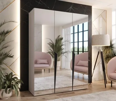 Obrázek produktu pro Elegantní zrcadlová skříň 150 cm SORAYA 3 - kašmír / černé úchyty