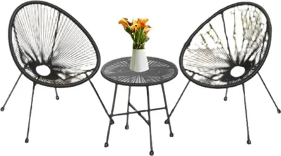 Image de Ensemble de jardin composé de 3 pièces : 2 chaises et une table - design ergonomique