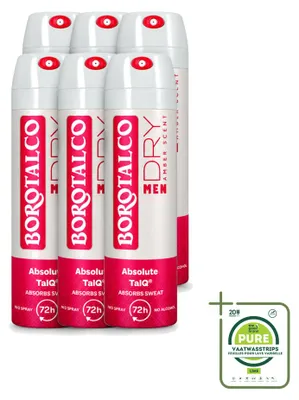 Productafbeelding van 6 x Borotalco Men Amber Deodorant Spray - 150 ml - Grote verpakking - 6 stuks