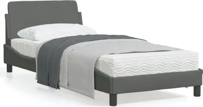Produktbild von Bettgestell mit Kopfteil Dunkelgrau 90x190 cm Stoff 373086