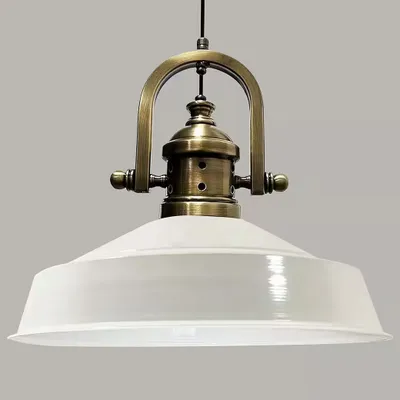 Produktbild von Pendelleuchte Metall Ø41 cm, Weiß innen weiß, E27, Vintage Lampe