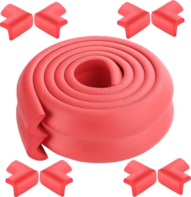 Produktbild von CANDeal 4 Meter L-Form Kantenschutz und 8 x Eckenschutz-Set, Premium-High-Density-Schaum baby schützende Haushaltswerkzeug für Tisch, Bank und andere Wohnmöbel - Rot