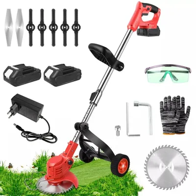 Produktbild von Juksun Akku-Rasenmäher mit 2 Akkus 850W 18000RPM 88-125cm verstellbar mit 3 Klingen mit Akkus & Ladegerät für Garten