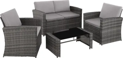 Produktbild von tectake® Rattan Lounge Jesolo für 4 Personen widerstandsfähig