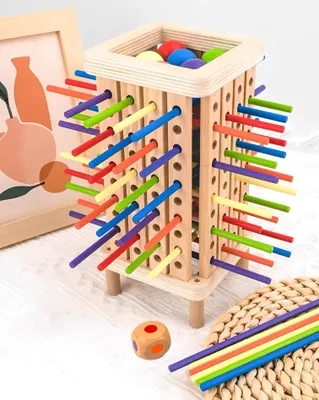 Obrázek produktu pro Montessori dřevěná barevná věž, hračka, vzdělávací kostka s 42 barevnými tyčkami