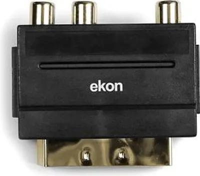 Image de Ekon ECVSCAR3RCAFVHS Adaptateur de câble vidéo Péritel (21 broches) noir