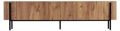 Produktbild von Skye Decor, Moderner TV-Ständer aus 100% melaminbeschichtetem Spanplatten, 180 x 30 x 45 cm, mit Metallbeinen (20 x 20 mm) in Atlantik-Kiefer und Schwarz | Elegantes, funktionales Design.