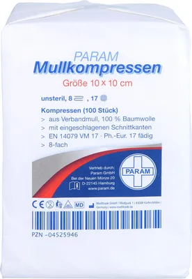 Image de MULLKOMPRESSEN UNST 10X10 8F, 100 compresses