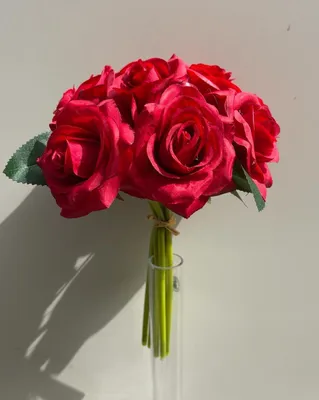 Produktbild von artplants.de Kunststrauß Rosen Gautam, rot, 25cm - Künstlicher Rosenstrauß