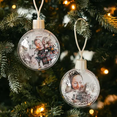 Image de Boules de Noël transparentes, lot de 2, personnalisables, décorations de Noël