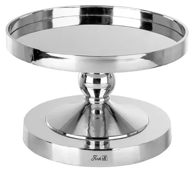 Produktbild von FINK Dekoplatte LAMONTE - Dekoteller auf Fuß aus Aluminium, Edelstahl vernickelt, silberfarben, Ø 30,5 cm, Tischdeko