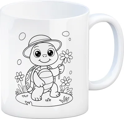 Produktbild von Schildkröte Blumen Kaffeebecher zum Ausmalen