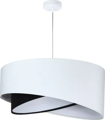 Obrázek produktu pro Závěsné svítidlo Látkové kulaté Ø 50 cm V: max. 102 cm Bílá černá E27 Moderní závěsné svítidlo