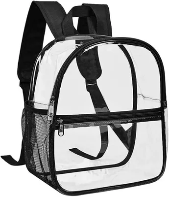 Produktbild von PolkaHome® Transparente Mini-Rucksack, PVC, wasserdicht, schwarz, für Arbeit, Reisen, Konzert, Sport