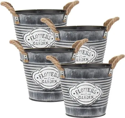 Produktbild von Famanu Pflanzentöpfe aus verzinktem Stahl - Set von 4