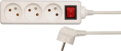 Produktbild von Elektrisches Verlängerungskabel, 3 Steckdosen mit Erdung, 5 m, mit Schalter 72532 VOREL