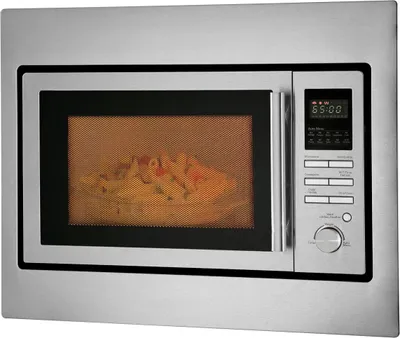 Produktbild von Bomann 3in1 Einbau-Mikrowelle mit Grill und Heißluft,  25 L Garraum, 10 Automatikprogramme, Auftaufunktion, inkl. Grillrost und Drehteller (Ø 32 cm), 900 Watt, Edelstahl, MWG 2216 H EB